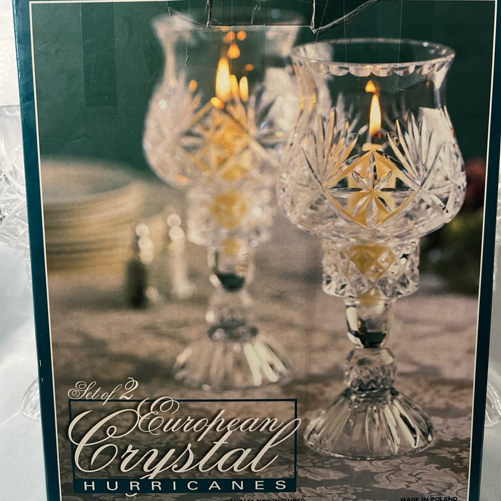Elegant Crystal hurricane Candle Holders vintage - Picture 11 of 16